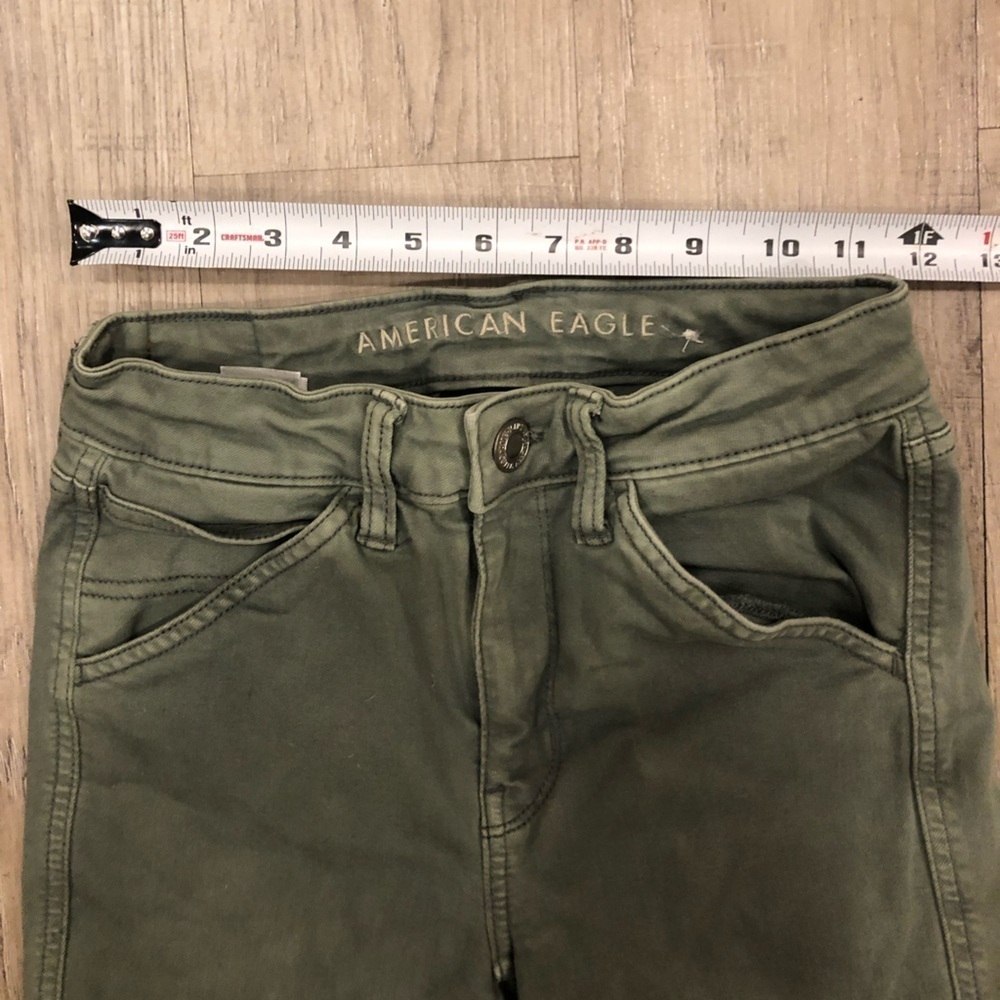 American Eagle Next Level Stretch 2 Long Skinny Jeans Olive - Picture 6 of 10
